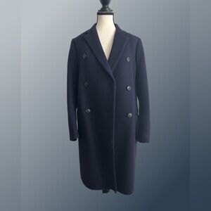 UNIQLO +J Jil Sander Double Face Double Breasted Coat Navy